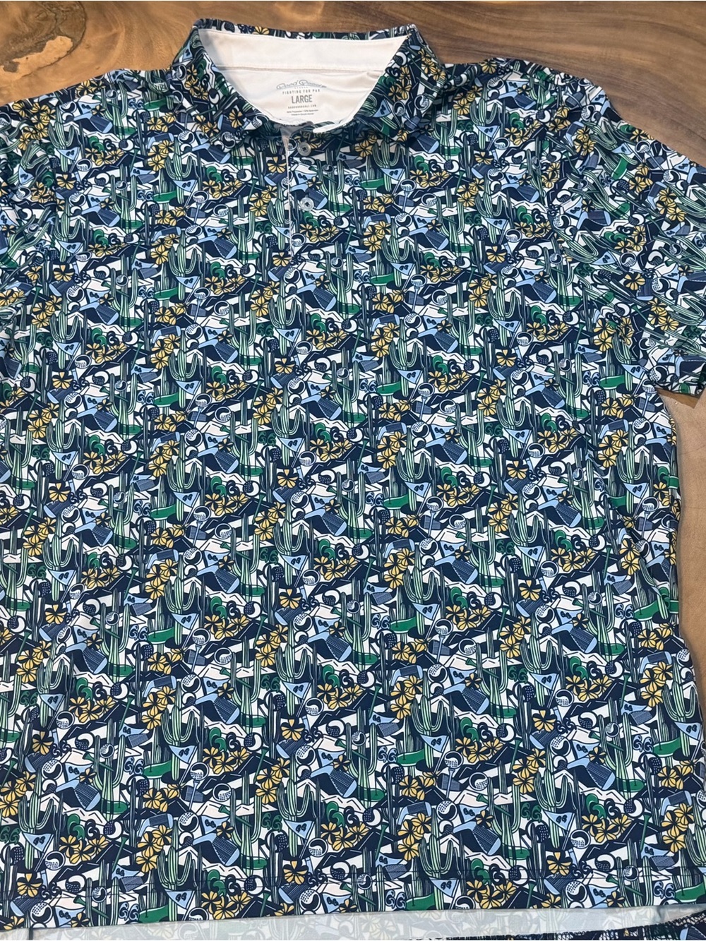 Good Good Men's Blue Printed Short-Sleeve Polo Shirt